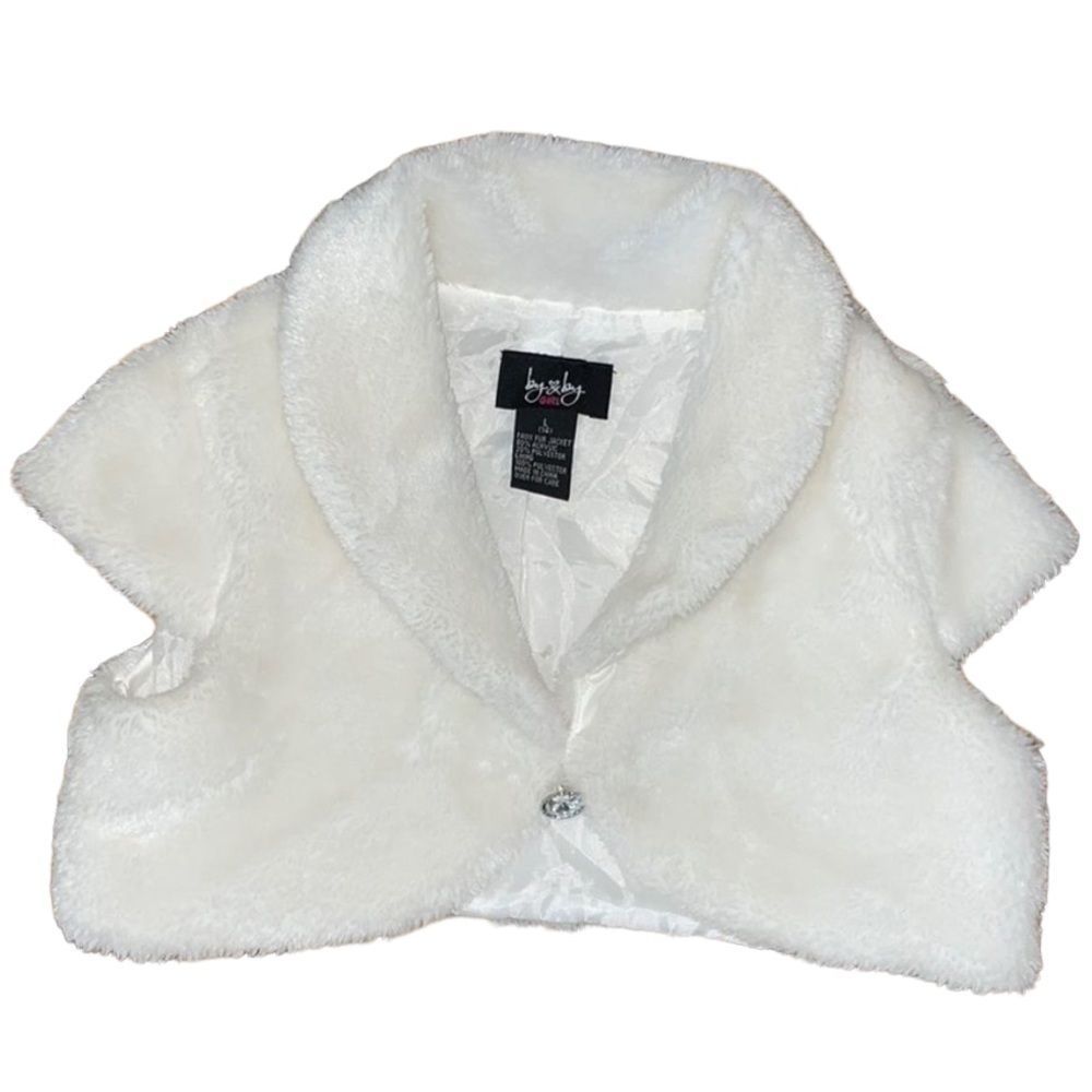 •by&by girls•Size 14 NWOT… faux fur little girls over coat for dress or blouse